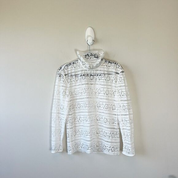 Sandro Paris Hamia White Floral Lace Blouse High Neck Quiet Luxury Size 1/Small - Picture 4 of 16